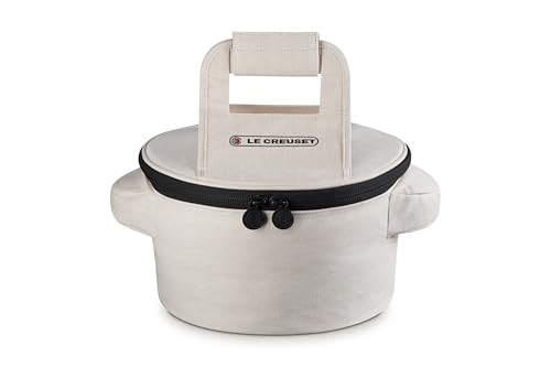 Image of Le Creuset Small Round Tote Bag, Ecru | Small Fits 4.5 qt. or 5.5 qt. Round Dutch Oven