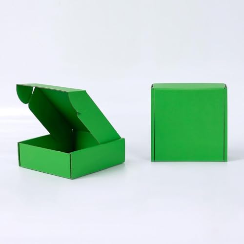 Maryseaギフトボックス小 ミニダンボール クラフト紙製 お菓子箱 小物 クッキーボックス 名刺入れ 小箱 組立て式 包装ボックス パーティー ダンボール アクセサリー 結婚式 クリスマス (150*150*50mm,グリーン)