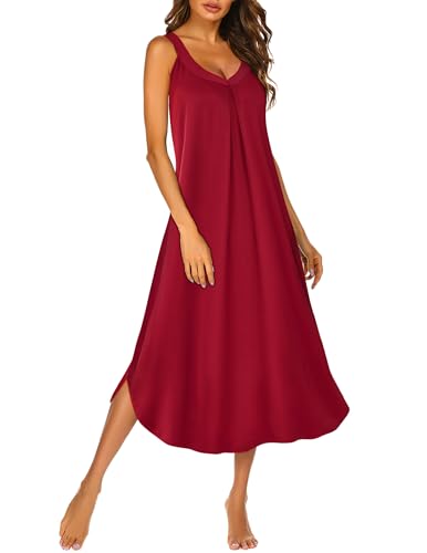 Image of Ekouaer Womens Sleeveless Nightgown Full Slip Nightshirt Long Nightwear Full Length Loungewear Tank Nightdress S-2XL