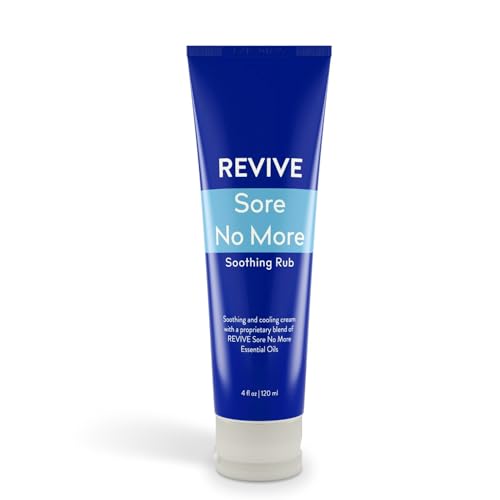 Sore No More Soothing Rub by Revive Essential Oils - 4 oz Cream with Essential Oils and Menthol for Soothing and Cooling - Massage Aromatherapy Plant Based
