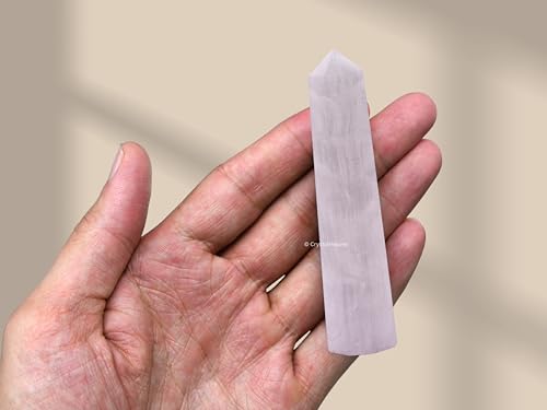 Image of Certified Pink Calcite Crystal Tower Obelisk Point For Chakra, Healing And Balancing - Aaa Grade Original Certified Gemstone Agate For Reiki Meditation Yoga Spiritual (3-4 Inches)