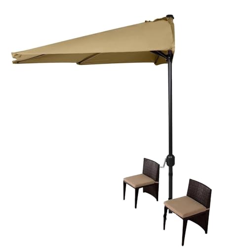 Tawny   Sombrilla de pared semicircular para patio, jardín, cenador, piscina, terraza y balcón, protección UV, diseño que ahorra espacio, solución de sombra elegante