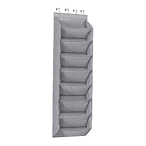 Folpus Hängendes Schuhregal, Kleiderbügel, Schuhhalter für schmale Türen, Tiefe Taschen, Tür-Schuhregal für Zimmer Closet Pantry, Hellgrau 8 Schichten