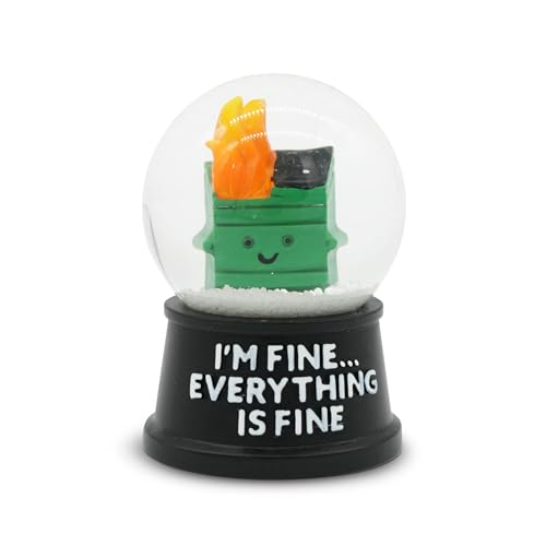 GOOFBALLS Funny Novelty Snow Globe Quirky Mini Desk Gift for Office Home or Holiday Unique Collectible Gag Gift for Friends and Coworkers - Dumpster Fire