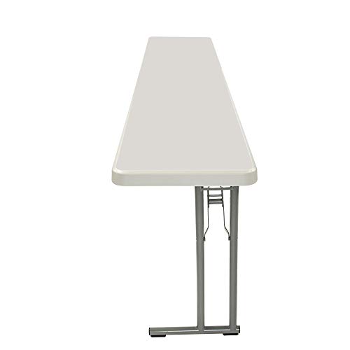 OEF Furnishings 6 Foot Heavy Duty Folding Seminar Table, 18\" x 72\", Lightweight and Scratch-Resistant, Light Grey