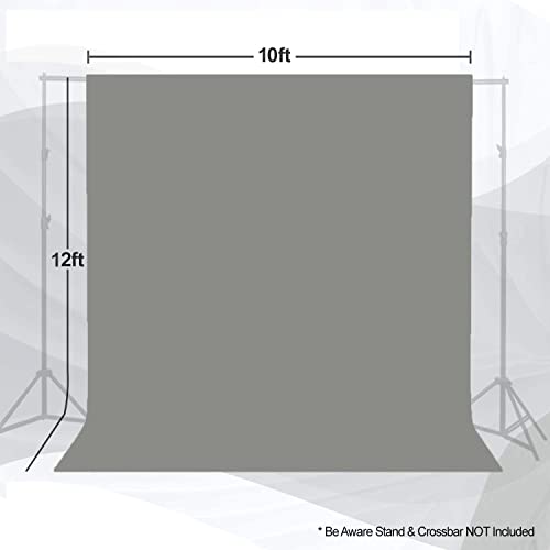 Julius Studio 10 x 12 ft. Gray Backdrop Screen Photo Background, Premium Synthetic Fabric 150 GSM Thicker Material, Pure Grey Color, Professional Photography Video Studio, Events, Streaming, JSAG830
