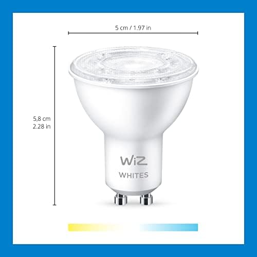WiZ Tunable White [GU10 Spot] Smart Connected WiFi Light Bulb. 50W Warm to Cool White Light, App Control for Home Indoor Lighting, Livingroom, Bedroom.