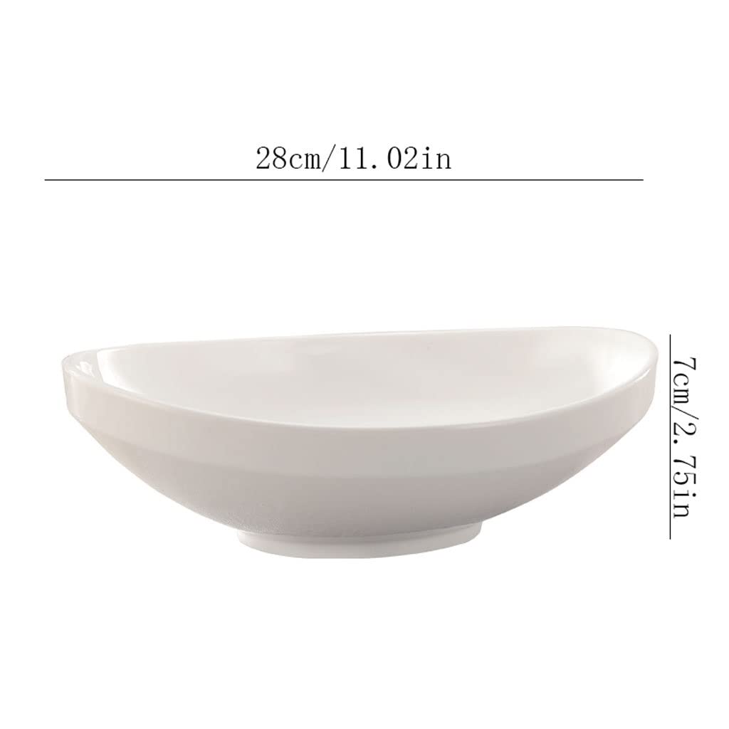 Miska do sałatek czysta biała ceramiczna kreatywna miska na sałatkę miska na owoce do domu miska na suszone owoce miska na ramen owocowy miska do serwowania sałatek (L)