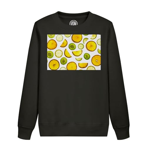 Sweatshirt enfant citrons et kiwis blanc anti-pilling et résistant