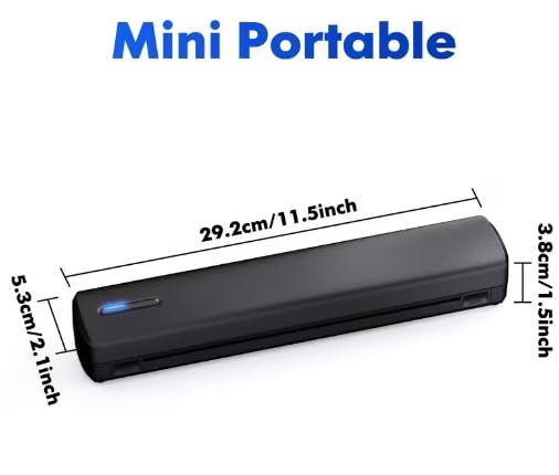 Imprimante Thermique Portable A4 sans Encre Bluetooth Compatible iOS Android Noir