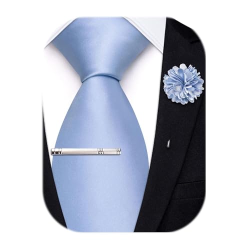 Image of Hi-Tie Men's Extra Long Solid Satin Tie Set 63 Inch /70 Inch Formal Necktie
