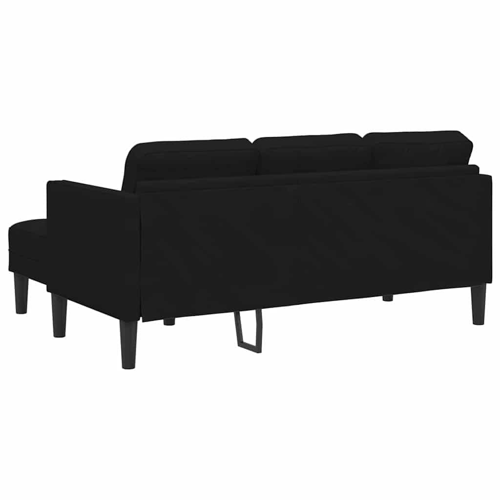 Zestaw sofy z poduszkami, czarny poliester, 173 x 131 x 67 cm, 3-osobowa sofa narożna modułowa z aksamitnymi podłokietnikami, trwały zestaw tapicerowany do salonu, salonu i pokoju