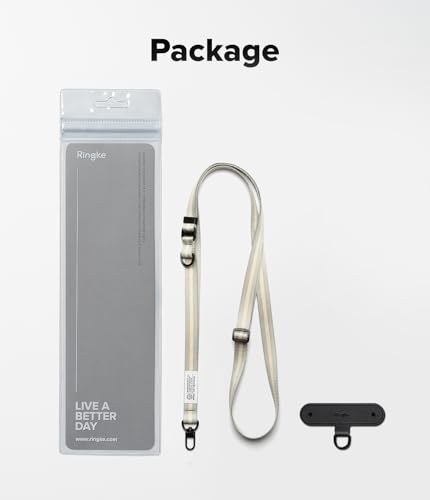 Image of Ringke Holder Link Snap Hook Lanyard [Crossbody Strap + Tether Tab] Adjustable Anti-Theft Shoulder Neck Strap with Durable Nylon Weave Patch for Universal Phone Cases - Maple Brown