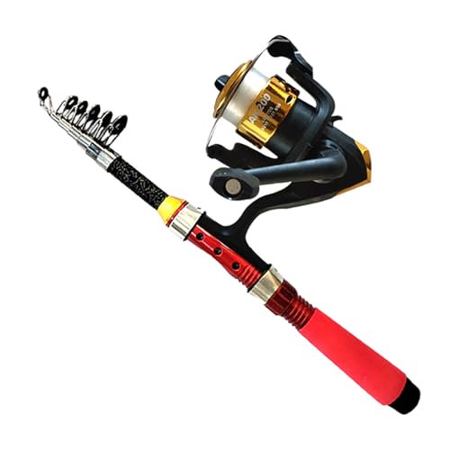 Set di cani da pesca telescopica - Combzione di pesca e bobina portatile con borsa | Asta di viaggio in fibra di vetro per mare, fiume, lago, kit di pesca leggero per pescatori di acqua e salata