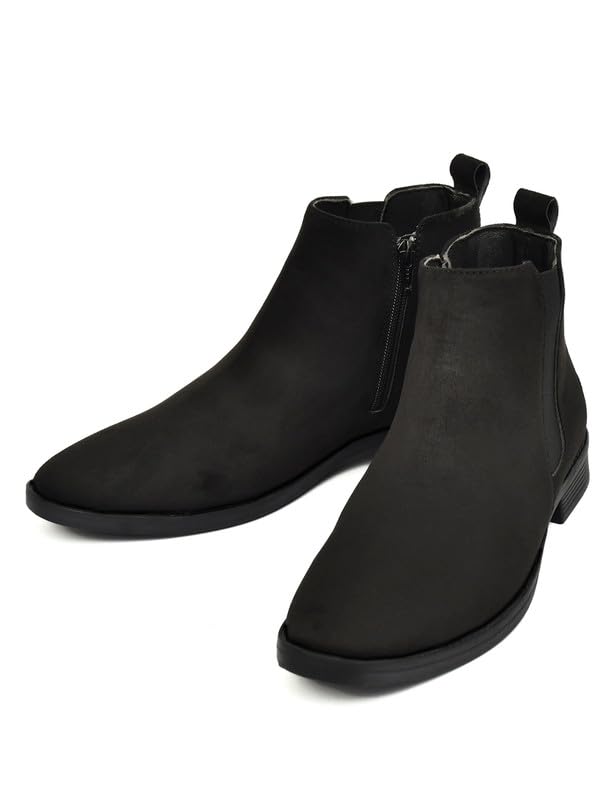 Men Synthetic Suede Chelsea Boots Stylish Pointed Toe, Side Zipper, Comfortable Cushioned Insole, Versatile Casual & Semi-Formal Footwear-image-14