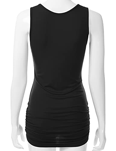 EIMIN Women's V-Neck Cami Sleeveless Stretch Comfy Shirring Tank Top (S-3XL)3
