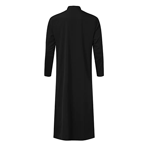 Muslim Clothes for Men Big And Tall Solid Kaftan Robes Long Sleeve V Neck Long Caftans Shirt Islamic Gowns3