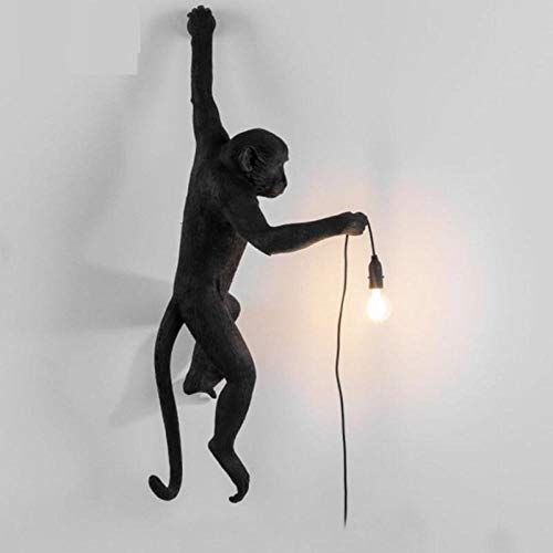 Lampada Monkey Nordic Panda Lampada a sospensione Resina Animale Canapa Corda Lampada a sospensione Lampada a sospensione per Camera dei bambini-Muro di scimmia nera