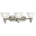 Progress Lighting P3163-09 3-Light Wall Bracket with White Etched Glass, Brushed Nickel