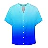 Womens Summer Ombre Shirts Gradient Color Short Sl... #3