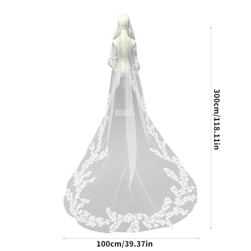 Voile de mariée cathédrale long sol accessoire de mariage cheveux 1 niveau - 3