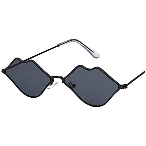 Trendy Irregular Polarized Sunglasses for Women Men UV Protection Lip Shape Hippie Sun Glasses Cover