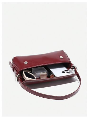 Verdusa Women's Y2K Trendy Purse Hobo Bags Faux Oiled Leather Tote Handbag Flap Underarm Shoulder Bag4