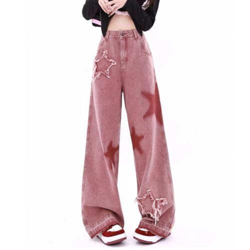 LAFOURAM Petite Jeans for Women 5 FT Short Wide Leg Baggy Grunge Y2K Star Patchwork Denim Pants2