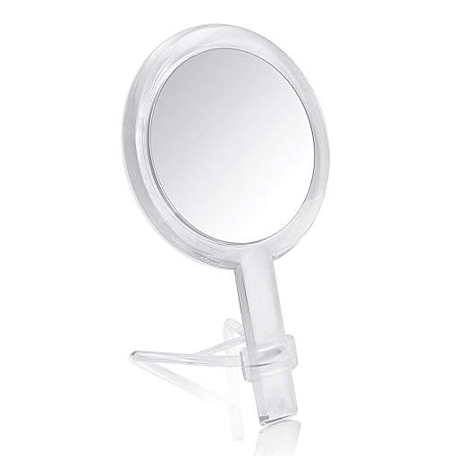 Gotofine 1X & 10X Magnifying Double Side Hand Makeup Mirror with Stand, Handheld Vanity Mirror, Clear