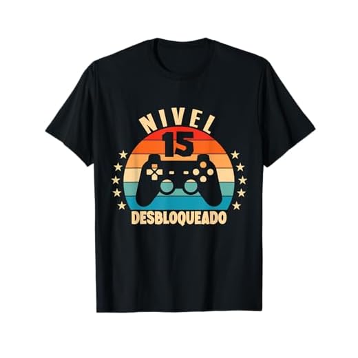 Nivel 15 Desbloqueado Gamer 15 Años 2007 Divertido Chico Camiseta