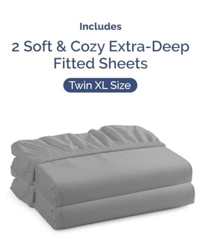 Image of CGK Linens 2 Pack Extra Deep Twin XL Fitted Sheets - Steel Blue