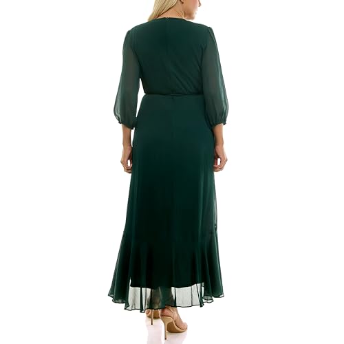 Image of Maison Tara Women's V-Neck Ruffle Faux Wrap Maxi Dress