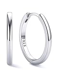 ChicSilver Pendientes Aros Mujer Plata de Ley 925 Hoop Oro Blanco 10mm Aretes Finos Planos Regalo Cumpleaños Aniversario Madre Mama Futuro