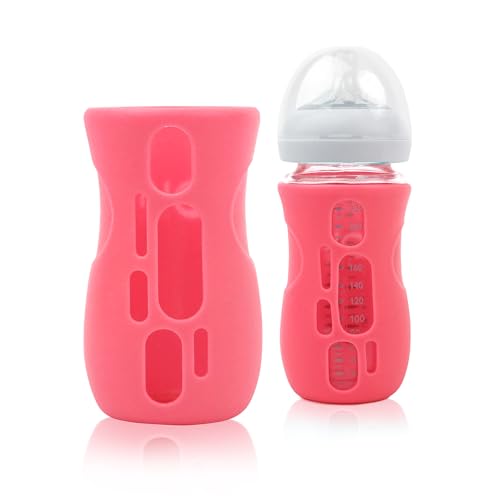 Image of Olababy Silicone Sleeve for Avent Natural Glass Baby Bottles (8 oz, Pink)