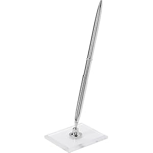 Simplicity 81187-SU Silver Guest Sign In Pen with Pen Stand Set, 2pcs, Black Ink