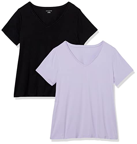 Image of Amazon Essentials Women's Plus Size Short-Sleeve V-Neck T-Shirt