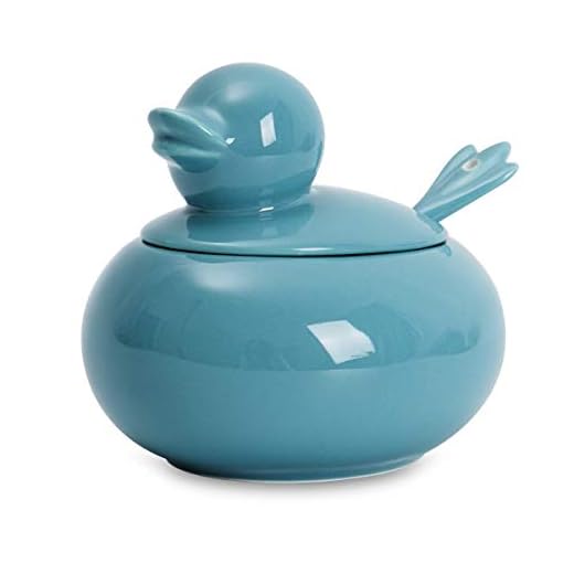 Hsofblues Porcelain Sugar Bowl with Spoon Adorable Duck Shape Jar for Salt (Blue)