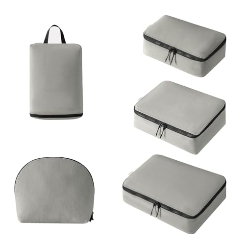 Sistemas de embalaje de viaje multifuncionales Bolsas de almacenamiento separadas para prendas de vestir Cosméticos de zapatos Bolsas de almacenamiento de compresión de poliéster duradero, gris, talla