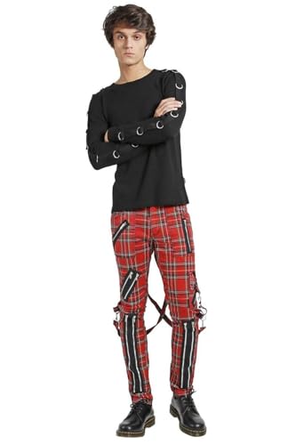 Tripp Mens Punk Bondage Pants [Red Plaid]4