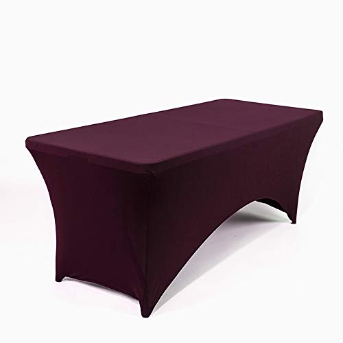 mds Pack of 1 Rectangular Stretch Spandex Table Cover 4Ft Fitted Spandex Tablecloths for Wedding Decorations Table Toppers - Eggplant (4 ft)