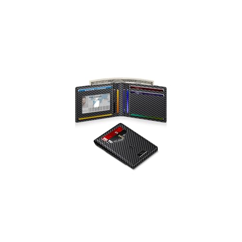 Image of Wallet for Men Slim Leather Wallets for 13-17 Cards, RFID Blocking Thin Card Holder Wallet with ID Window & Large Capacity Cash Slot, Minimalist Bifold Small Wallet for Front Pocket, Gift for Men
