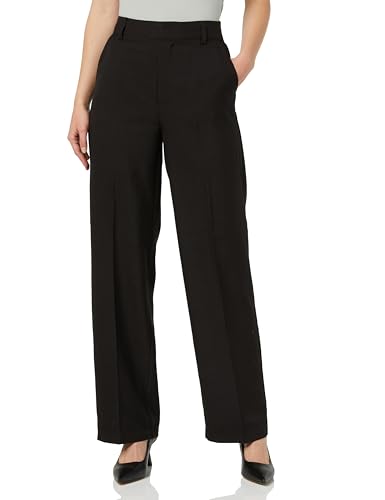 Pantalon tailleur femme haut de gamme à plis pressés et coupe large