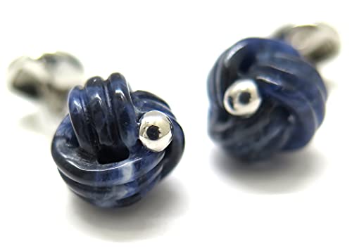 タテオシアン(TATEOSSIAN) ストーンオブザ・ワールド 半貴石結シルバーカフス（ロジウム＆ソーダライト） (カフスボタン/カフリンクス)