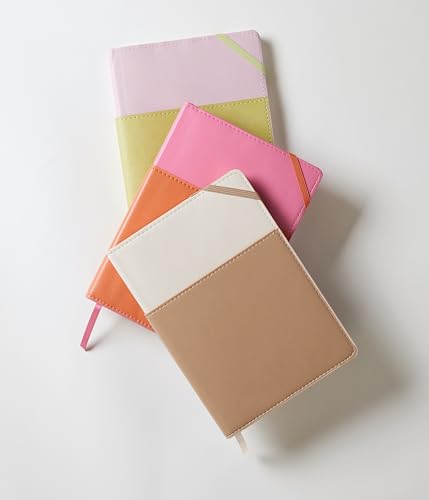Image of DesignWorks Ink Pocket Journal - Small Vegan Leather Notebook for Writing, Note Taking & Journaling - Wrap-Around Pocket, 192 Lined Pages, 6 inch x 8.5 inch - Pink & Chili