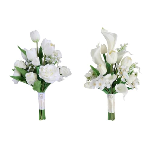 Ramo de novia de aspecto real en cascada artificial con flores vintage premium 2