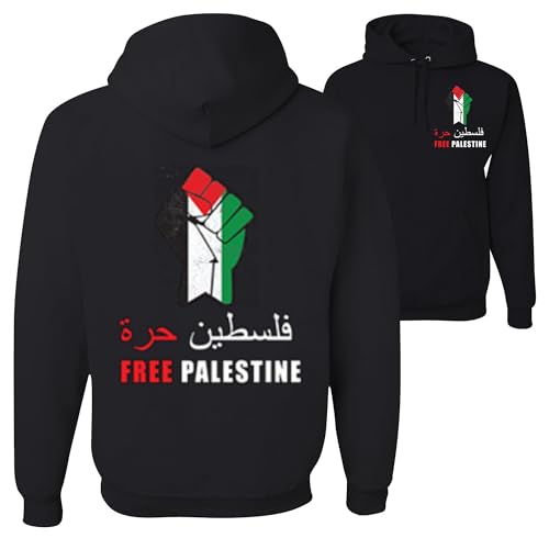 wild custom apparel Free Palestine Fist Flag FRONT AND BACK Hoodies