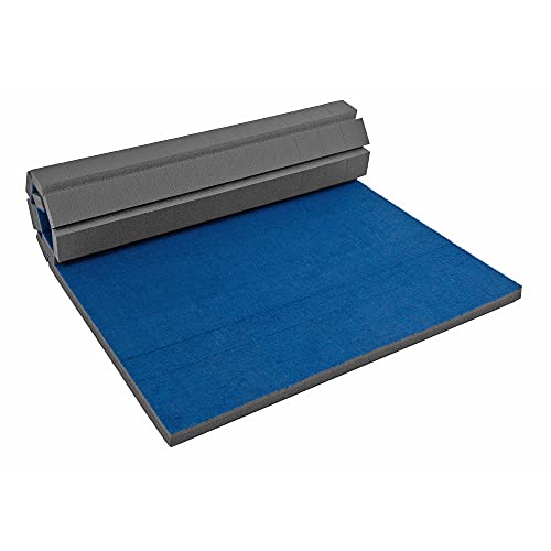 FlooringInc's Rollout Carpet Top Cheer Mat, Perfect as a Gymnastics Mat, Tumbling Mat or Portable Cheerleading Gym Mats for Home Workouts and Practice, Blue, 3' x 6' x 1 3/8'