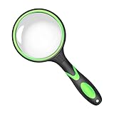 Premium 10X Reading Magnifying Glasses, 50mm Handheld Magnifier for Kids & Seniors, Portable Rubber Handle Vintage HD Shatterproof Optical Magnify Glass Len for Reading and Science(Green)