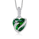 FJ Heart Infinity Birthstone Necklace, Sterling Silver Heart Pendant, Created May Emerald Birth...