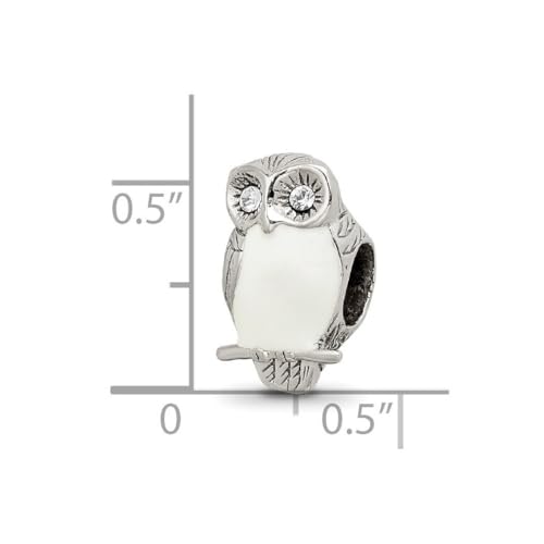 925 Sterling Silver Oxidized Wise Owl Bead Charm Pendant Necklace